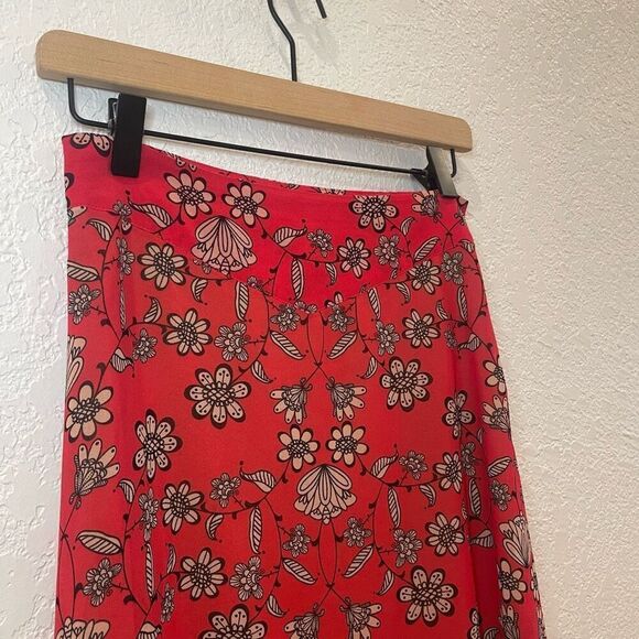 For Love And Lemons Country Western Asymmetrical Red Floral Pia Midi Skirt Size - Picture 6 of 11